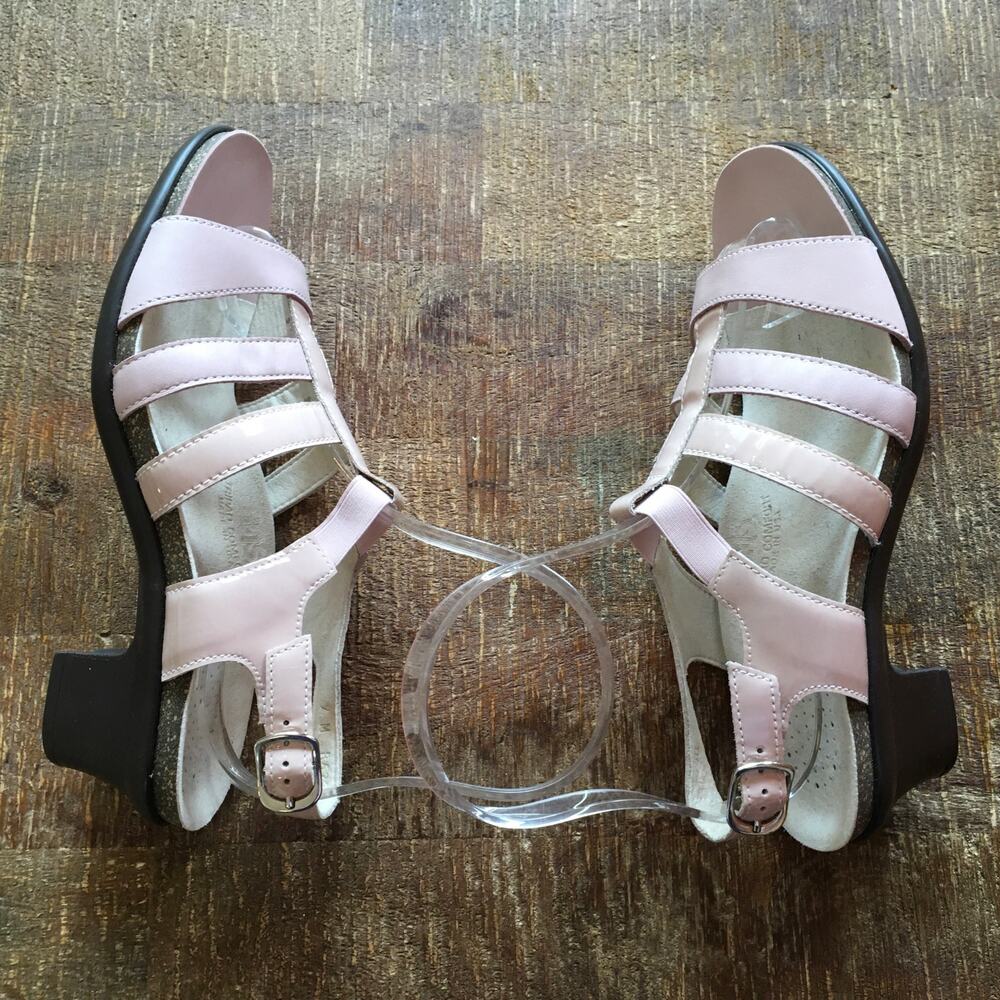 SAS Allegro Heel Strappy Sandal Womens 9 M Pale Pink Leather Minimalist Staple - Picture 8 of 11